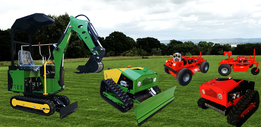 Mini Excavator and Remote Control Lawn Mower